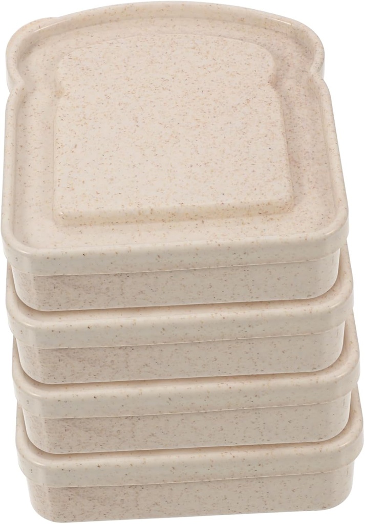Unomor 4Pcs Portable Sandwich Containers Sealed Food Storage Box Bread Holder for Outdoor Activities Toast Organizer for Camping and Picnics