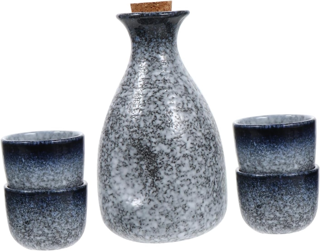 STOBAZA Japanese Sake Pot Wine Glasses Set Vintage Glassware Stemless Cups Drink Container for Friends Family