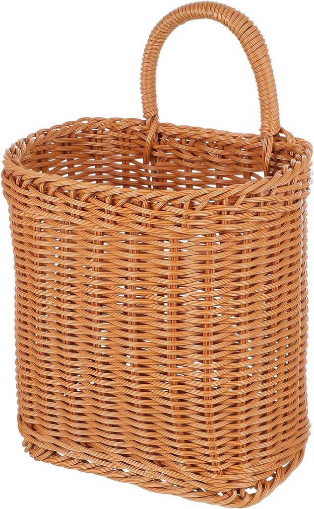 Zerodeko Handcrafted Woven Hanging Storage Basket 10.43X7.48X5.11 Inch Kitchen Organizer for Fruits Vegetables Utensils with Portable Handle