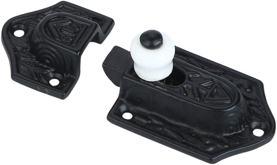 A29 Iron Cabinet Latch, Latch for Cabinet Closet Kitchen Door with Twist Knob Design, Handmade Black Powder Finish, Antique Latch