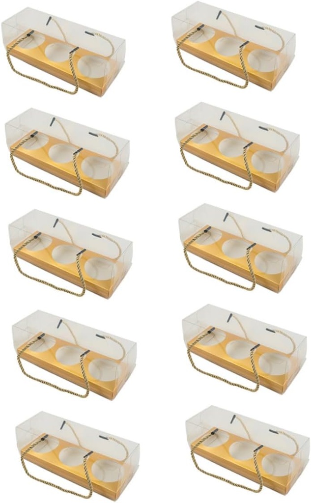 Veemoon 10pcs Clear Portable Cupcake Boxes with Handles Dessert Containers for Easy Carrying and Storage Reusable Cupcake Holders for Birthdays Weddings and Showers
