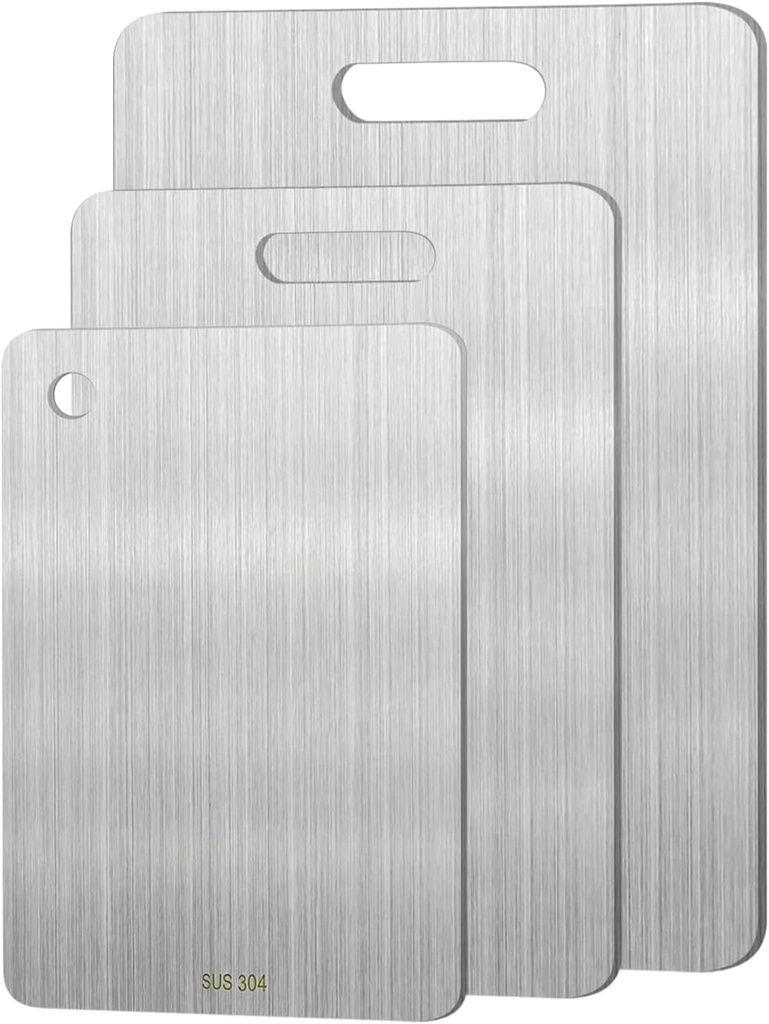 3pcs Stainless Steel Cutting Board Cutting Boards for Kitchen, Upgrade Double Sided Board, Thick Cutting Board for Home Kitchen Cooking