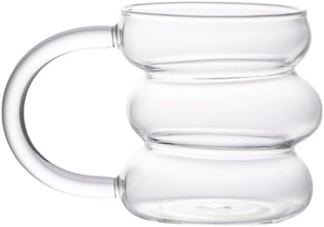 PEKJI Creative Shaped Glass Cup ice Coffee Glasses Clear Glassware Milk Tea Cup Juice Beverage Cup Cocktail Glasses 430ml