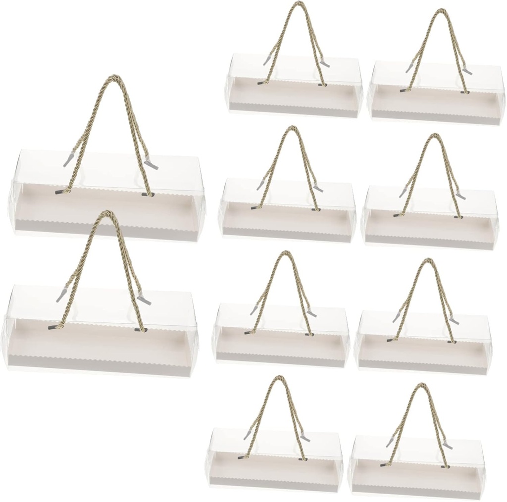 ABOOFAN 10Pcs Clear Cake Takeout Box with Handle Portable Dessert Carrier for Parties Baking and Outdoor Use Containers for Cakes and Pastries