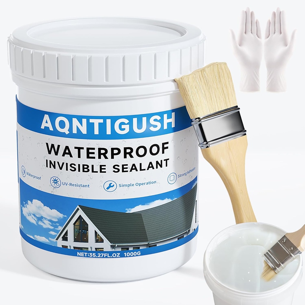 35oz Transparent Waterproof Sealant Coating Invisible Waterproof Agent, Waterproofing Adhesive for Roofs, Walls, Bathroom, Shower, Wood, Indoor & Outdoor Water Proof Clear Paint Sealer 1kg