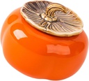 Hemoton Ceramic Tea Canister with Airtight Lid Persimmon Shape Kitchen Food Storage Container for Loose Leaf Tea and Bags Decorative Canister for Organized Kitchen