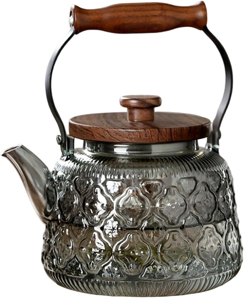 34oz High Borosilicate Glass Teapot, Thickened Heatproof Glass Teapot with Infuser and Lid, Stovetop Safe Tea Kettle, Hand Crafted Kettle, for Women and Adult