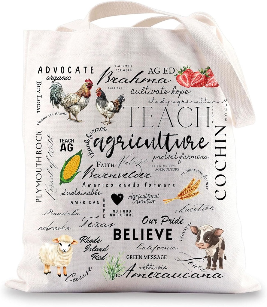 JNIAP Agriculture Teacher Tote Bag Agriculture Teacher Gift AG Education Gifts AG Professor Shoulder Bag