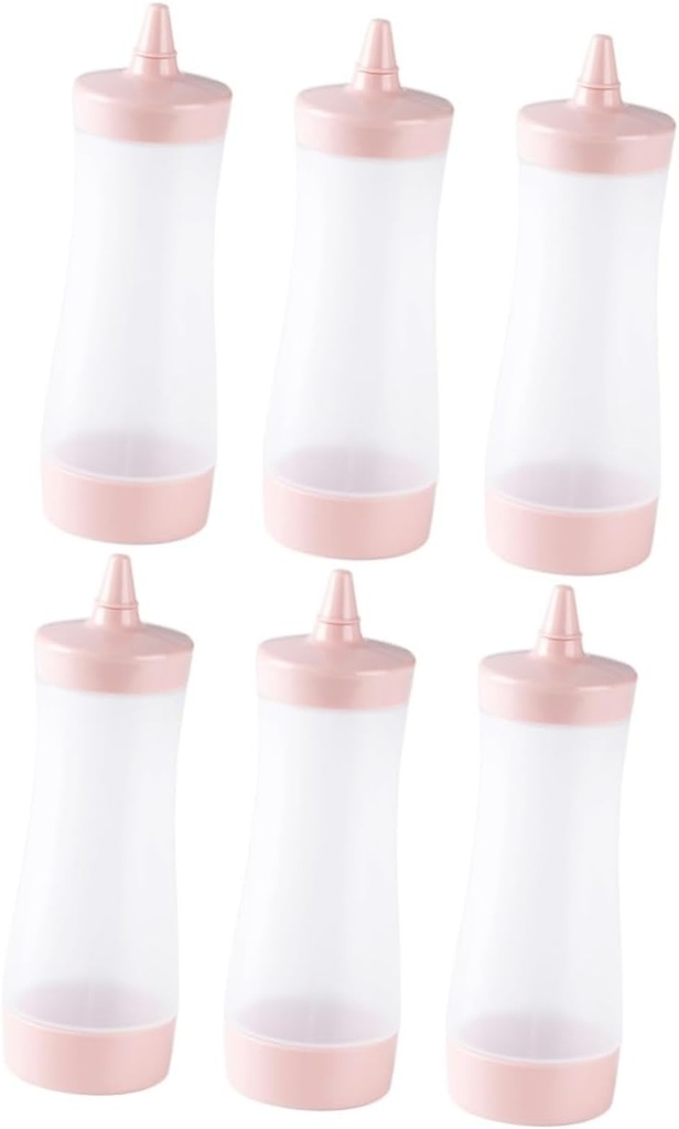 6pcs Bbq Sauce Mustard Condiment Bottles Squeeze Dispensers for Ketchup Dressing Sandwiches