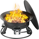 TLSUNNY 24'' Propane Fire Pit，58,000 BTU Portable Smokeless Firebowl with Self Igniter,Cover，Lava Rocks，Gas Cylinder Holder for Camping，Outdoor Living，Patio，Backyard,Tailgating,Garden，Deck,RV