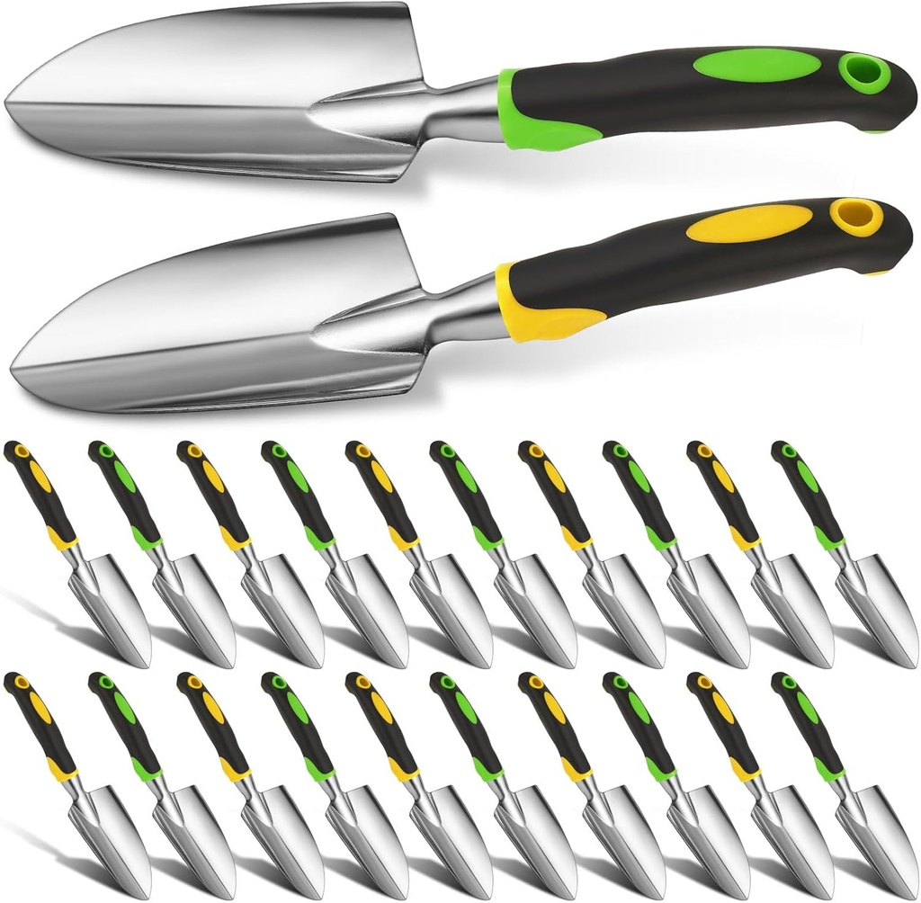 Product Image Yaocom Garden Shovel Aluminum Alloy Heavy Duty Trowel Garden Tool Small Shovels for Digging Metal Hand Trowel Spade with Soft TPR Handle for Lawn Yard Farm Home Shop Planting(12 Pcs)
