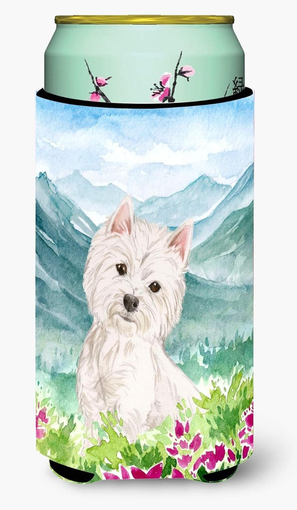 Caroline's Treasures CK1965TBC Mountian Flowers Westie Tall Boy Hugger Can Cooler Sleeve Hugger Machine Washable Drink Sleeve Hugger Collapsible Insulator Beverage Insulated Holder
