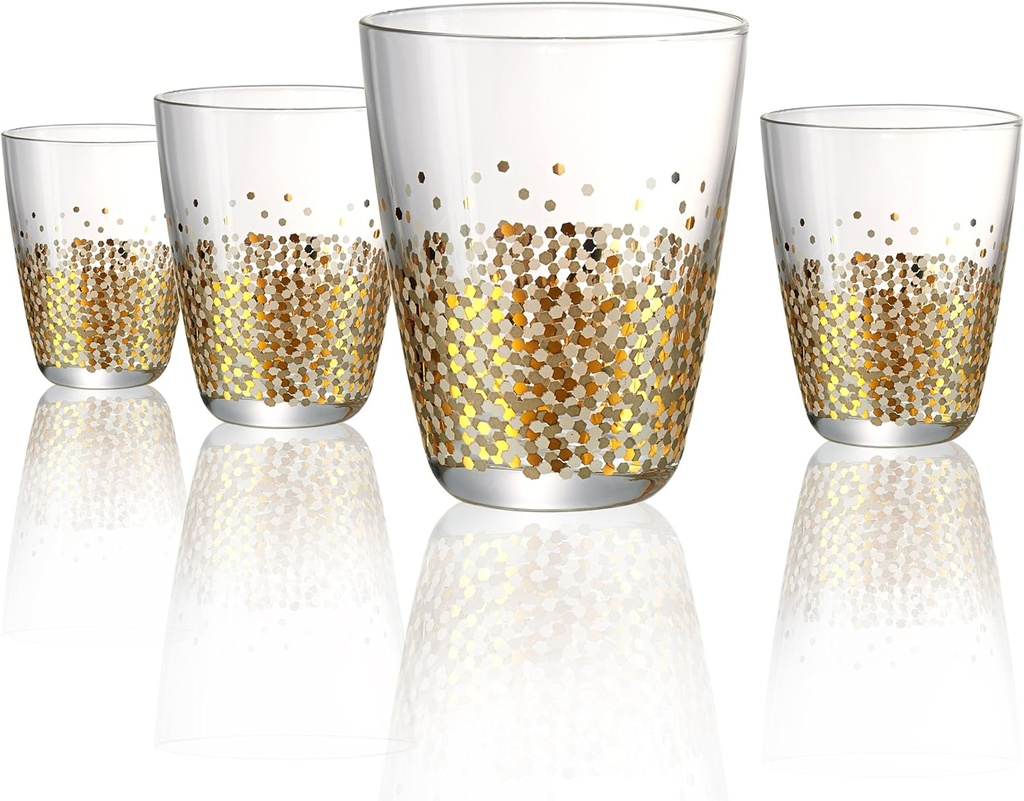 Artland Ambrosia double Old-Fashioned 11 oz (Set of 4), Gold/Silver