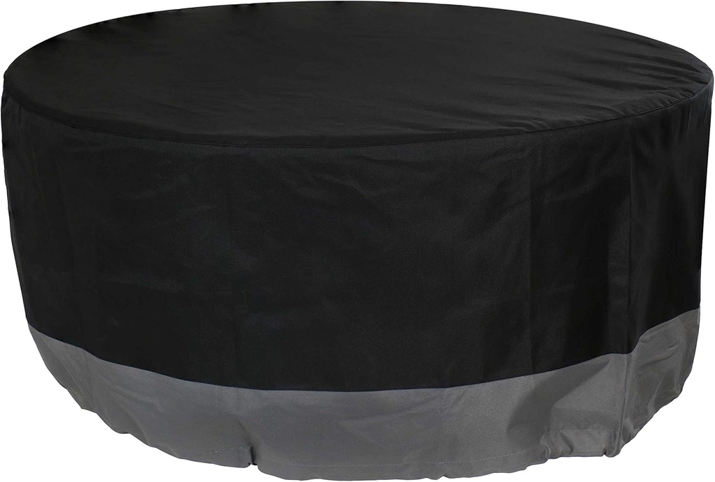 Sunnydaze Round Outdoor Fire Pit Cover with Drawstring - UV-Resistant Protection Cover for Fire Pit - Black/Gray - 36-Inch