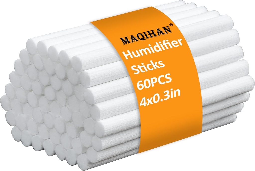 60PCS Humidifier Stick Filter Refill - Mini Air Diffuser Pure Wicks Refill Cotton Filter Sticks Replacement Wicks for Small Portable Humidifier Diffuser in Office Bedroom Home