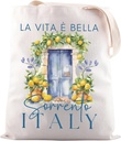 JNIAP Positano Italy Vacation Gift - Sorrento Lemon Tote Bag - Amalfi Coast Italy Gift