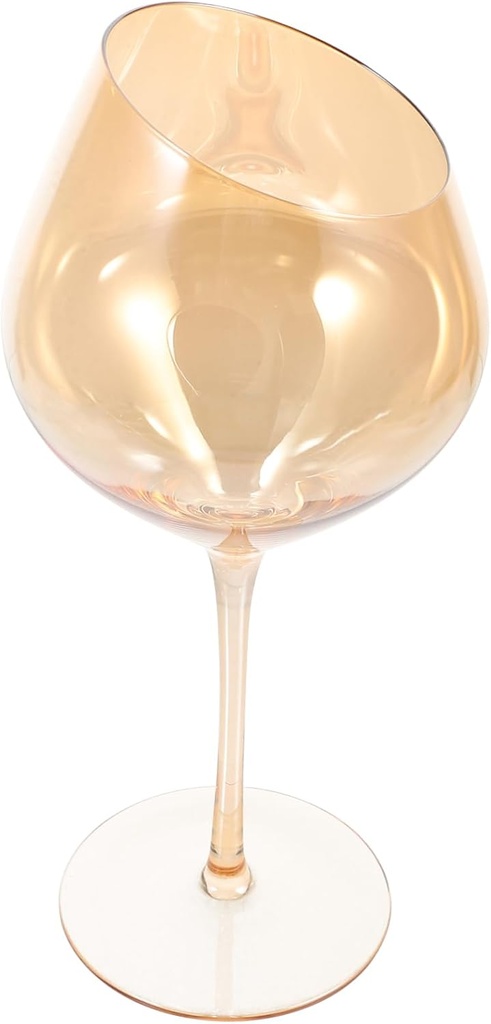 VOSAREA Amber Wine Goblet Set of 2 Creative High Foot Glass Cups for Party Drinks Elegant Decorative Stemmed Wine Glasses for Home and Restaurant