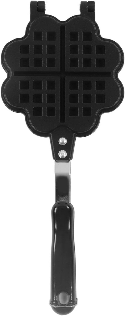 Double Sided Waffle Pan, Aluminum Alloy Waffle Maker Pan, Flower Heart Shape Waffle Baking Tool, Non Stick Waffle Making Mold with Dual Handle, Flat Bottom Waffle Maker