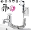 Sink Faucet Sprayer Attachment Set, Kitchen Bathroom Pet Bathing Shower Head with 9.8ft Hose and G1/2 / M22 / M24 / M26 / M28 Faucet Adapters, Hair Washing, Dog Shower