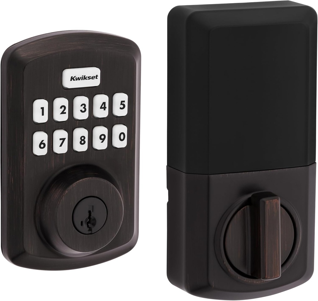 Kwikset Powerbolt 250 10-Button Keypad Venetian Bronze Transitional Electronic Deadbolt Door Lock, Featuring Convenient Keyless Entry, Customizable User Codes and Auto Locking