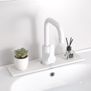 Diatomite Sink Splash Guard – Super Absorbent Kitchen & Bath Mat, Quick-Dry Non-Slip Drying Tray, Fits Most Faucets, Pet Bowl Mat, Vase Holder (White, 15.8'' x 4'')
