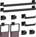 10-Piece Matte Black Bathroom Hardware Accessories Set Black Towel Bar Set Towel Holder Set Stainless Steel Wall-Mounted Towel Rack Set for Bathroom,23.6 Inch Towel Bar