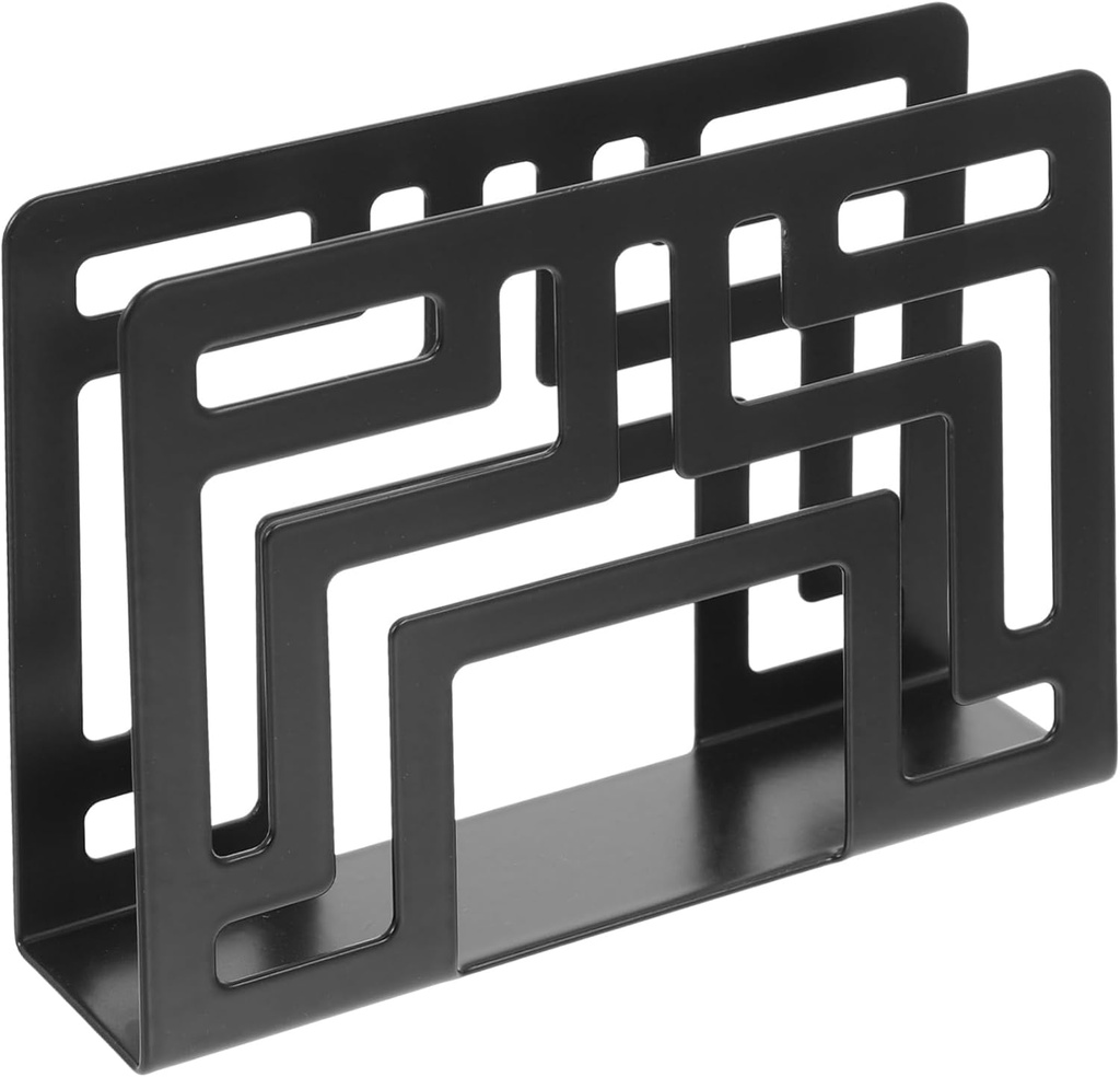 GLEAVI Metal Hollow Napkin Holder for Table Tissue Storage Stand with Stylish Design Restaurant and Home Tissue Organizer Black Ornamental Paper Towel Rack for Dining and Party Use