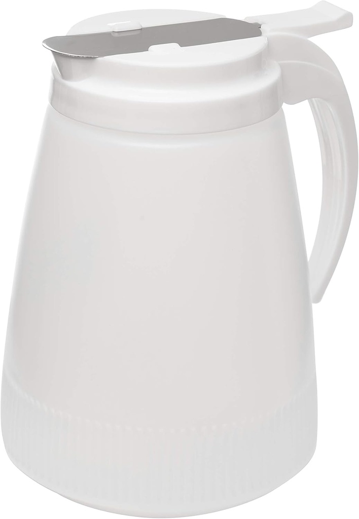 [3 PACK] EcoQuality 32oz Plastic Syrup Dispenser with Plastic Lid and Stainless Steel Slide Cover - Syrup, Sugar, Honey Dispenser - Perfect for Diners, Restaurants, Home, Office, Disposable (32 Ounce)