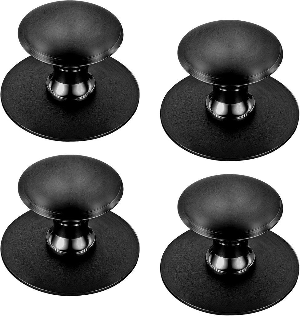 4 PCS Black Self-Adhesive Cabinet Knobs, Adhesive Cabinet Handles Stick on Cabinets Knob Stainless Steel Adhesives Knobs Self-Stick Instant Cabinets Handle Pulls No Punching for Glass Cupboard Drawer