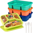 4 Pack Bento Box Lunch Boxes for Adults, 4 Compartment Meal Prep Containers with Lids, Reusable Bento Box Snack Containers for Work, Travel, Picnic, Microwave & Dishwasher Safe