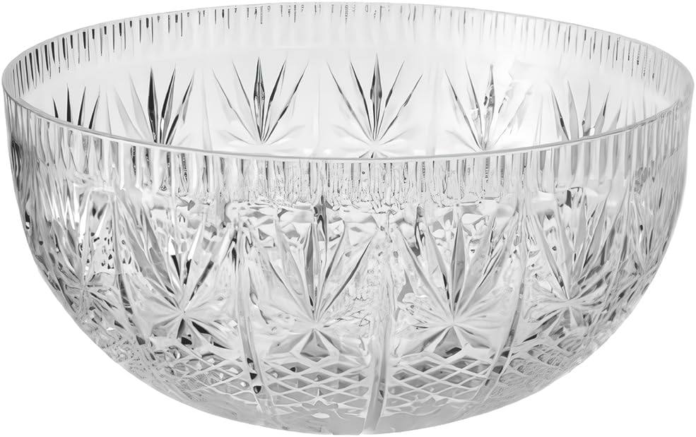 Stunning Crystal Clear Heavy Weight Plastic Punch Bowl - 12-Quart (1 Pc.) - Premium & Elegant Design - Perfect for Entertaining, Weddings and Parties