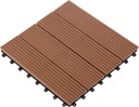 Interlocking Deck Tiles - 6-Pack 11.6-in Wood Plastic Composite All-Weather Outdoor Flooring Balcony Poolside or Patio by Pure Garden (Brown)