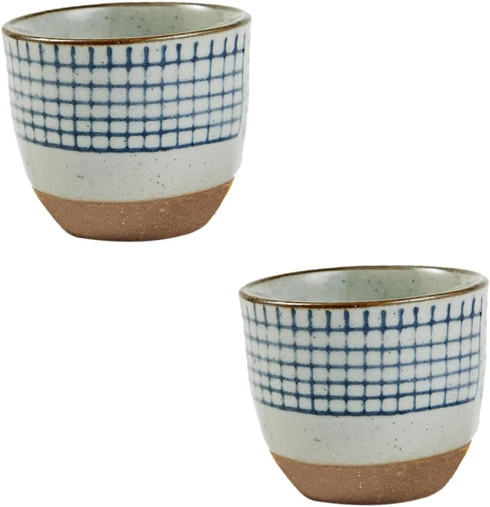 Alipis Hand-Painted Japanese Sake Serving Cups 2-Piece Set Glazed Sake Tasting and Entertaining Traditional Asian Drinkware