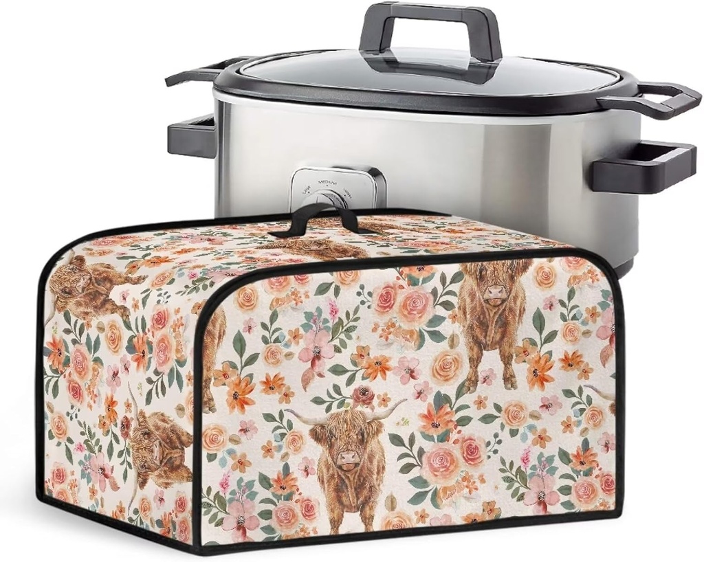 Yak Flowers Slow Cooker Cover for Crock Pot 6-8 qt Slow Cooker, Dust Protection Air Fryer Cover with Mesh Pocket Stain Resistant Kitchen Dining Table Decor Easy to Install