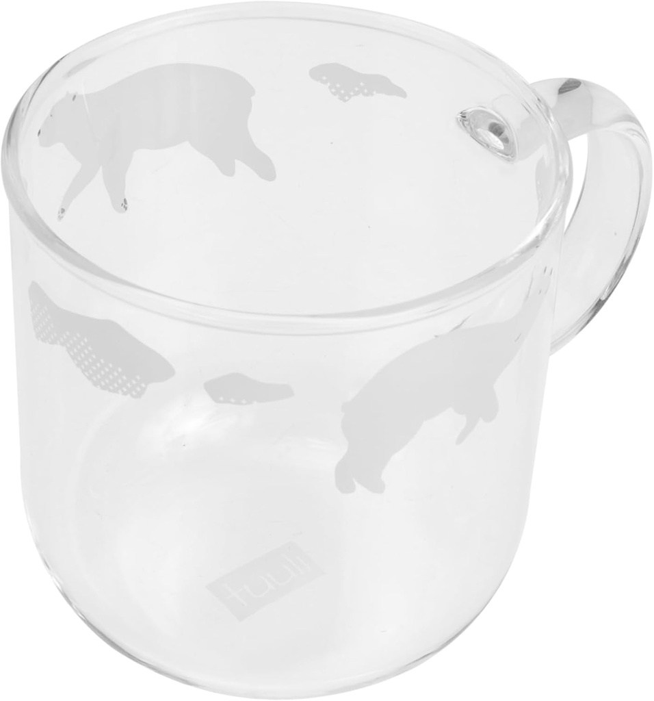 Zerodeko Polar Bear Themed Glass Mug Aesthetically Designed Handheld Travel Cup Safe Easy to Clean for Milk Water