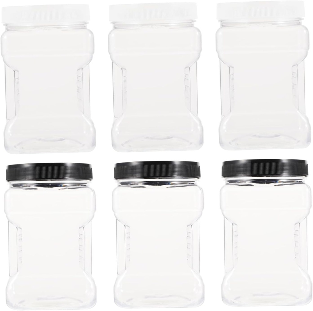 6pcs Transparent Plastic Bottles for Food Storage for Honey Jam Spices and and Lids