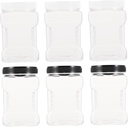 6pcs Transparent Plastic Bottles for Food Storage for Honey Jam Spices and and Lids