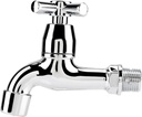 Water Faucet Water Tap Plastic Washing Machine Faucet, Chrome Plated Sink Basin Water Tap with Single Spout Handle Basin Taps Hot and Cold Water Bathroom Sink Cross Handle Levers(Cross)