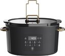 Thymes-Tables 6 QT Slow Cooker, 8-in-1 Digital Programmable with Non-Stick Ceramic Pot, Tempered Glass Lid & Holder, Dishwasher Safe, Serves 7 People (Slate)
