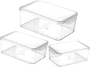 Alipis 3pcs Fridge Organizer Transparent Freezer Storage Boxes Lid for Fruits Vegetables and Eggs Space-saving Refrigerator Crisper Bins for Fresh Food Preservation