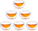 Atlantic Collectibles Heat Thermal Resistant Double Wall Insulated Glass Sake or Tea Cup Set of 6 Cups Drinks Kitchen Decor Party Accessory