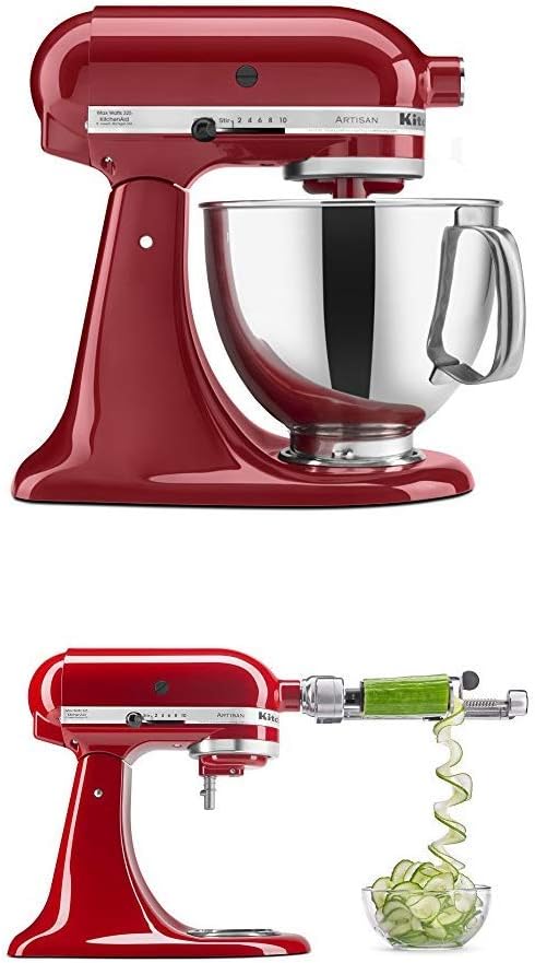 KitchenAid Artisan Series 5-Qt. Stand Mixer- Empire Red and Spiralizer Attachment