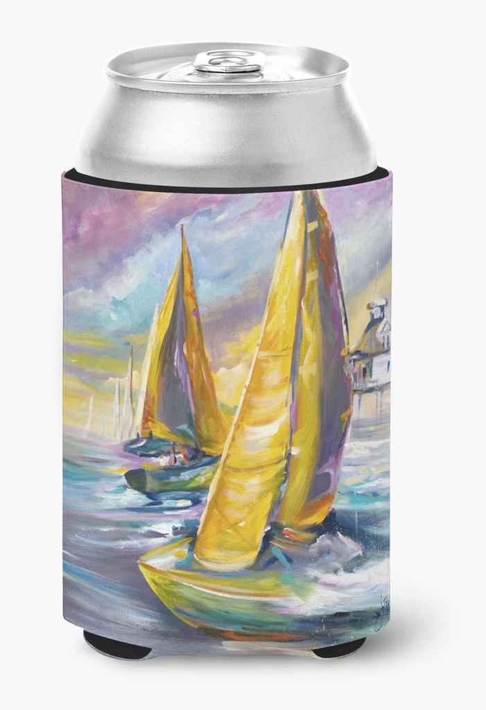 Caroline's Treasures JMK1234CC Middle Bay Lighthouse Sailboats Can or Bottle Hugger Cooler Washable Drink Sleeve Collapsible Beverage Insulated Holder, Can Hugger, Multicolor