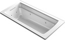 Kohler 1949-H-0 Archer 66-Inch x 32-Inch Drop-In Whirlpool with Heater and Reversible Drain, White