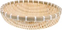 Veemoon Handmade Bamboo Fruit Storage Basket Drainage Round Woven Basket for Kitchen