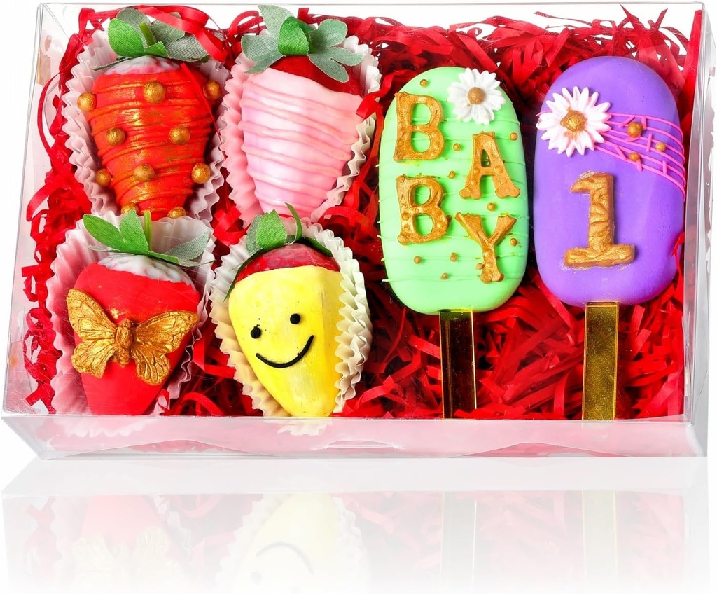 RomanticBaking 20PCS 8x5x2 Inch Full Clear Chocolate Covered Strawberries Boxes Bakery Boxes Cookies Boxes Cakesickle Boxes Dessert Boxes Donut Boxes