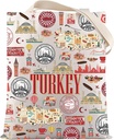 VAMSII Turkey Travel Gift Turkey Lover Tote Bag Turkey Landmarks Gift Turkish Istanbul Map Trip Gift Turkey Vocation Gift