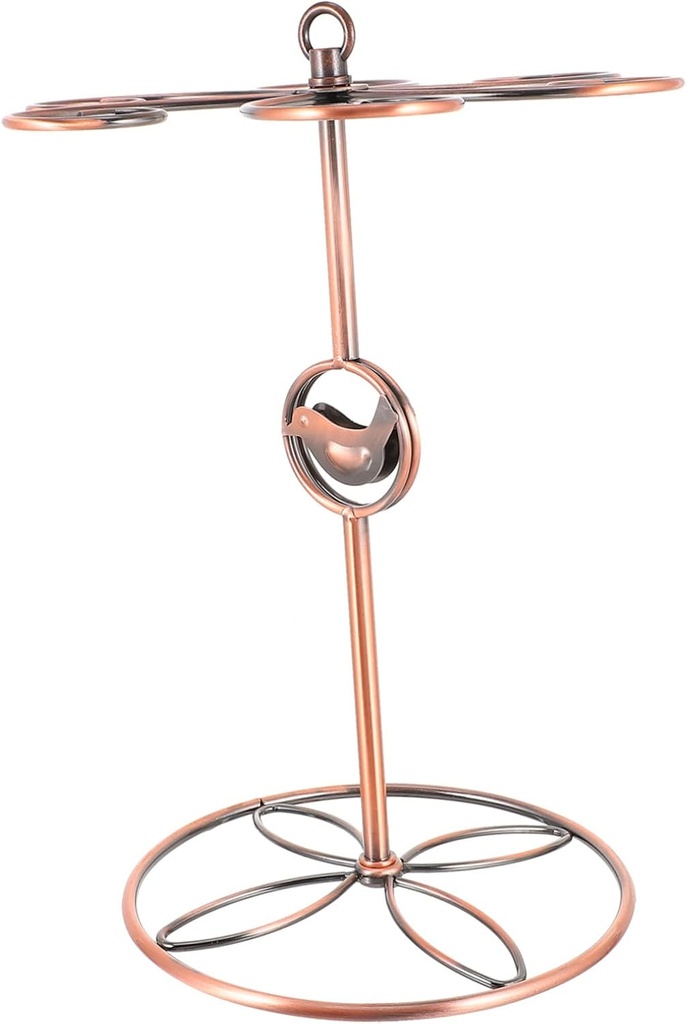 ABOOFAN Upside Down Stemware Holder Vintage Style Wine Glass Rack with Base Red Finish Goblet Organizer for Home Bar Kitchen Storage