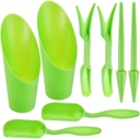 Potting Soil Scoop for Indoor Plants, Garden Tiny Plant Shovel Hand Tools Transplanting Succulent Cultivation Digging Bonsai Soil Scoops Kits,Gree 8pcs(2Set), (Green)