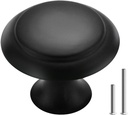 10PCS Cabinet Knobs for Dresser Drawers，1.2 Inch Premium and Elegant Matte Black Round Cabinet Knobs，Modern Single Hole Single Zinc Alloy Handle，Drawer Pulls，Dresser Door Knobs